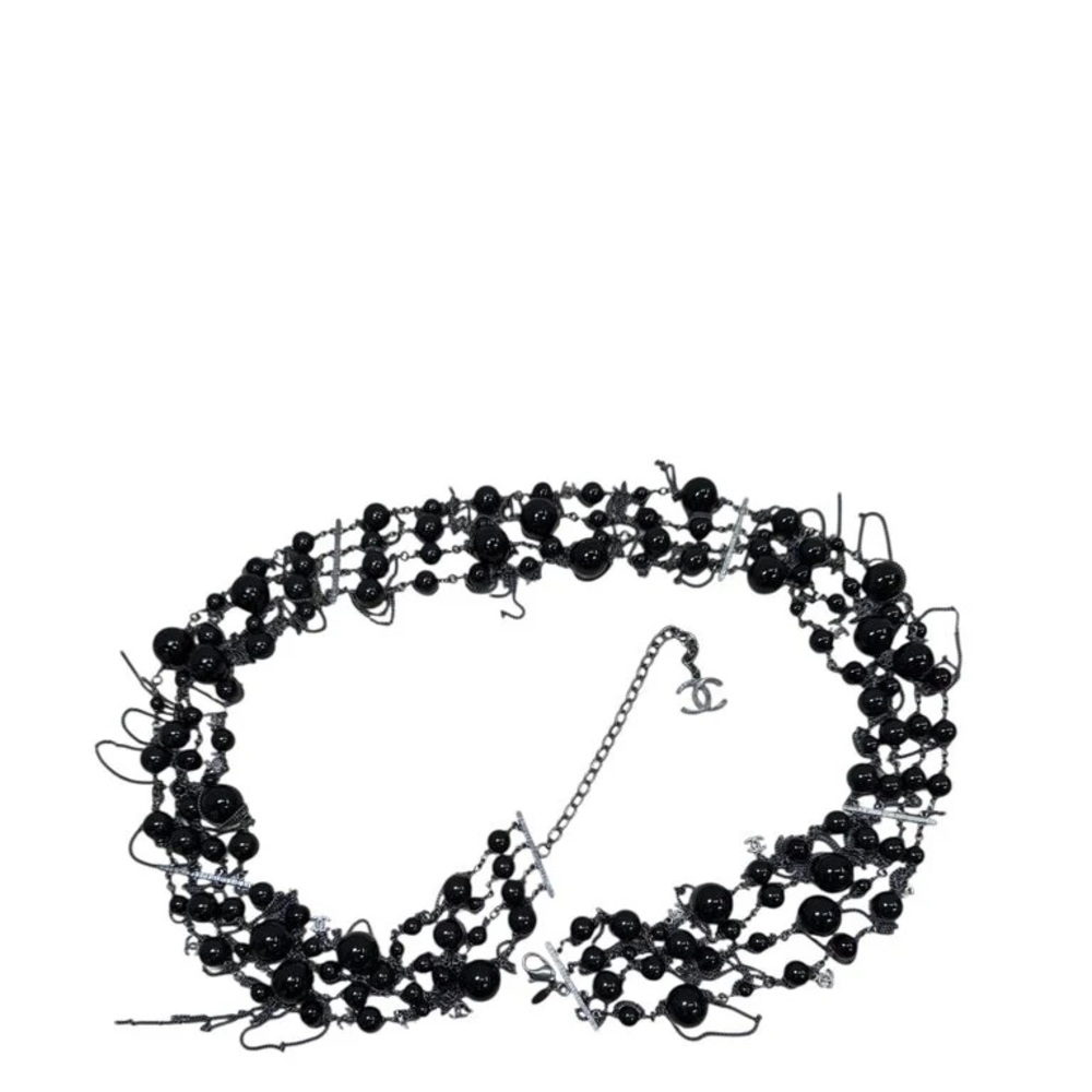 Chanel Chain Beaded Black 4 Strand Mesh Chain Belt